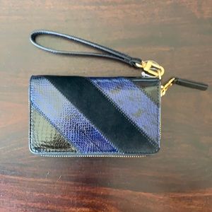 Tory Burch wristlet wallet leather patent suede